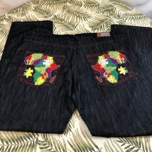 NWOT Red BBQ denim black 40 x32